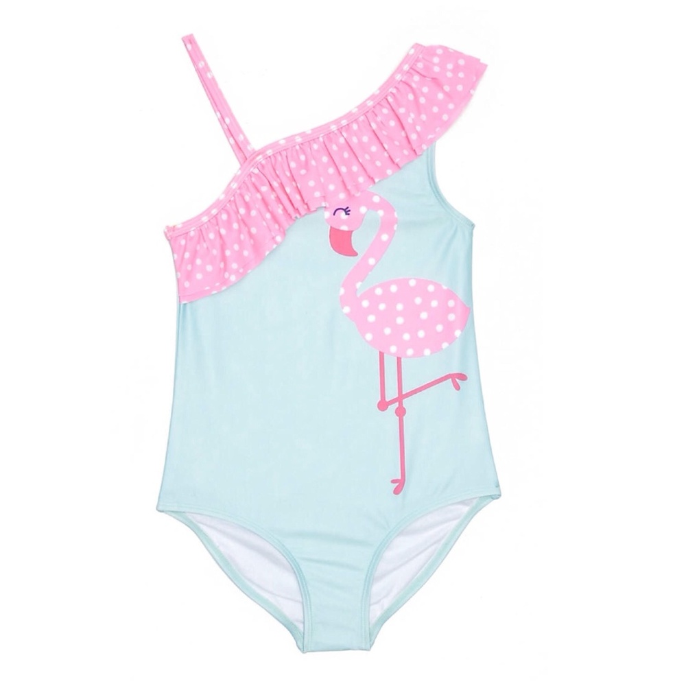 NWT Flamingo One-Shoulder One-Piece Swimsuit Girls